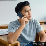 TOEFL Speaking 실전 대비 팁 - **Prompt:** A focused young adult (18-25 years old, gender ambiguous, wearing a modest, casual t-shi...