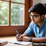 TOEIC 공부 시간 관리 팁 - A focused young Indian student studying for the TOEIC exam in a quiet, organized room corner designe...